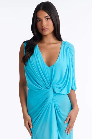 Sisley Draped Mesh Maxi Dress