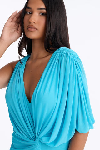 Sisley Draped Mesh Maxi Dress