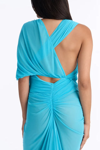 Sisley Draped Mesh Maxi Dress
