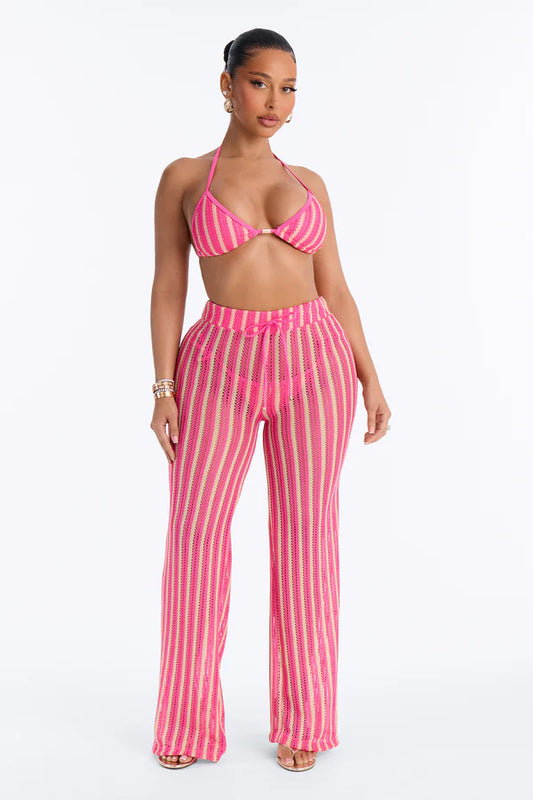 Callie Crochet 3 Piece Bikini & Pants Set