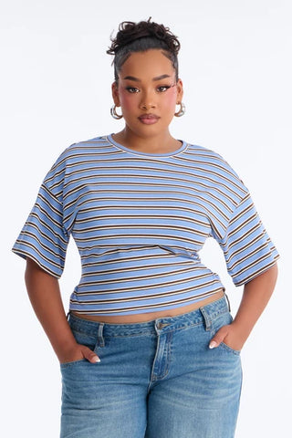 Street Ease Striped Sinched Waist T-Shirt