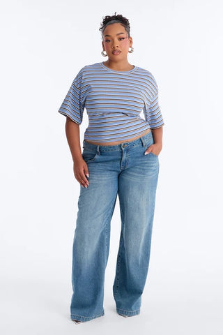 Street Ease Striped Sinched Waist T-Shirt