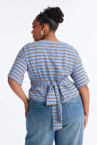 Street Ease Striped Sinched Waist T-Shirt
