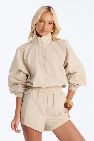 On The Move Windbreaker Long Sleeve Romper