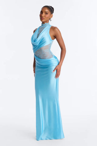 A Night Off Satin Lace Gown