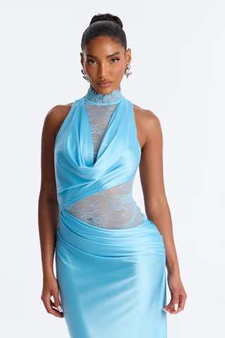 A Night Off Satin Lace Gown