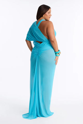 Sisley Draped Mesh Maxi Dress