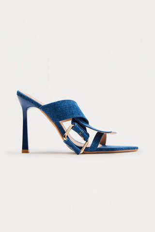 Camari Buckle Heels - Denim