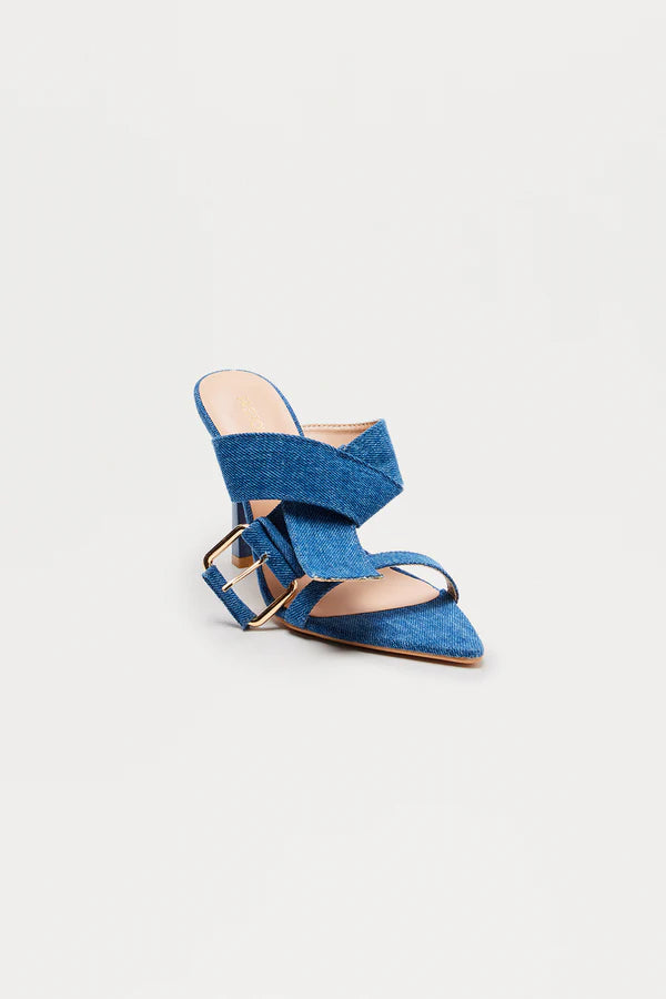Camari Buckle Heels - Denim