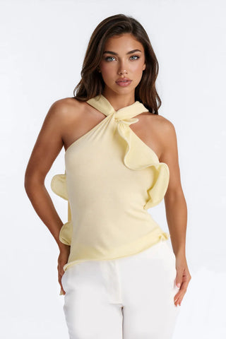 Pure Class Wired Sweater Halter Top - White