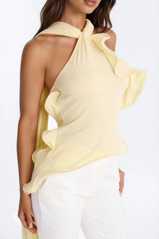 Pure Class Wired Sweater Halter Top - White