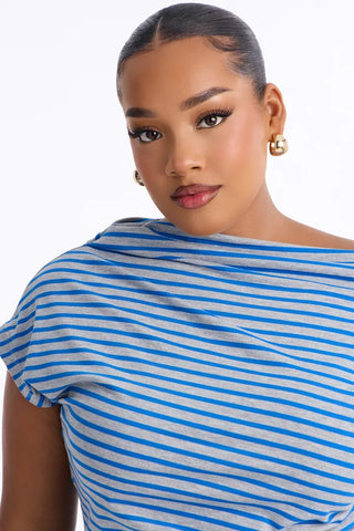 Celene Striped Off Shoulder Short Sleeve Top
