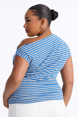 Celene Striped Off Shoulder Short Sleeve Top