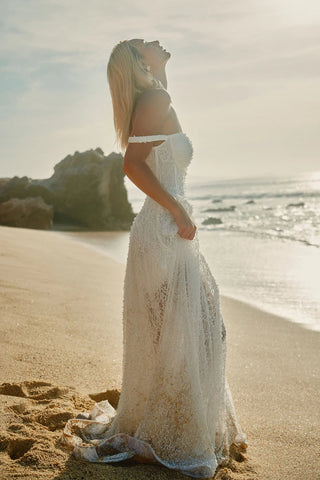 Ring On It Embellished Lace Gown - White
