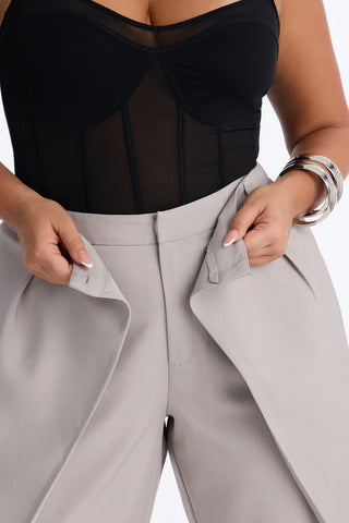 Margaret Solid Wide Leg Front Wrap Trouser Pant