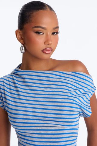 Celene Striped Off Shoulder Short Sleeve Top