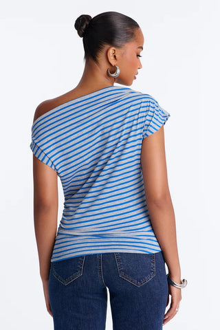 Celene Striped Off Shoulder Short Sleeve Top
