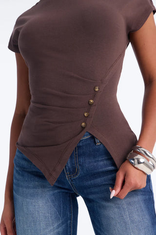Riley Ruched Off Shoulder Asymmetrical Top