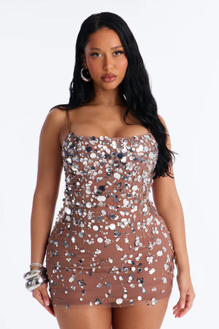 Sparkle Mesh Sequin Mini Dress