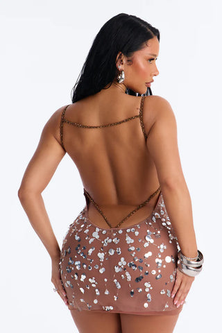 Sparkle Mesh Sequin Mini Dress