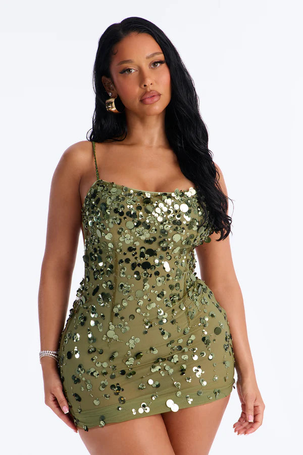 Sparkle Mesh Sequin Mini Dress
