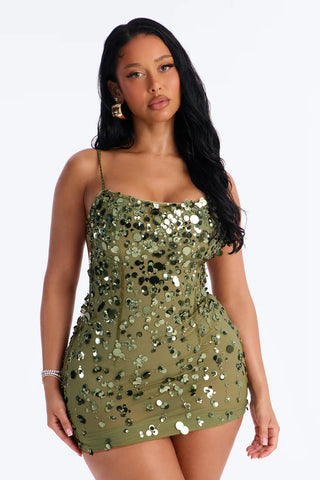 Sparkle Mesh Sequin Mini Dress