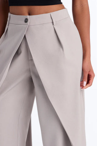 Margaret Solid Wide Leg Front Wrap Trouser Pant
