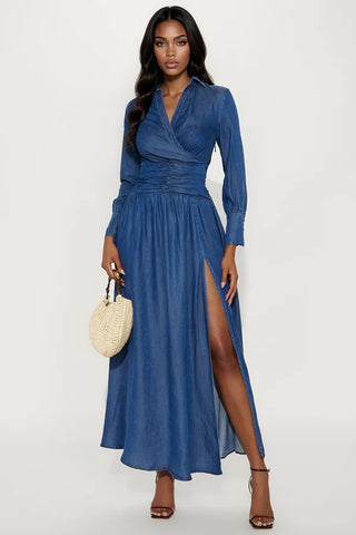Greta Denim Maxi Dress - Denim
