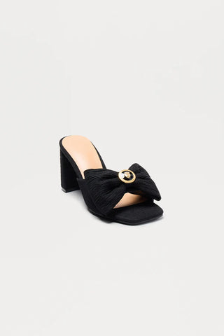 Suena Hardware Bow Mules - Black