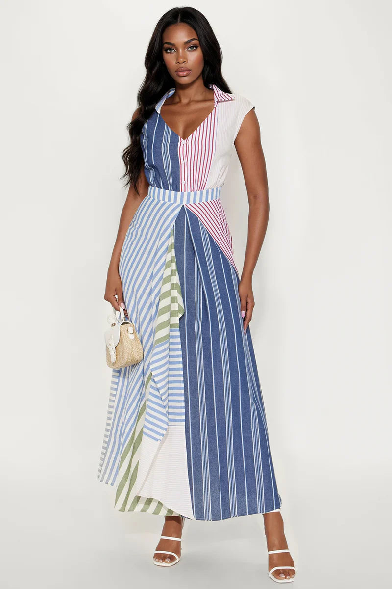 Verona Striped Shirt Maxi Dress