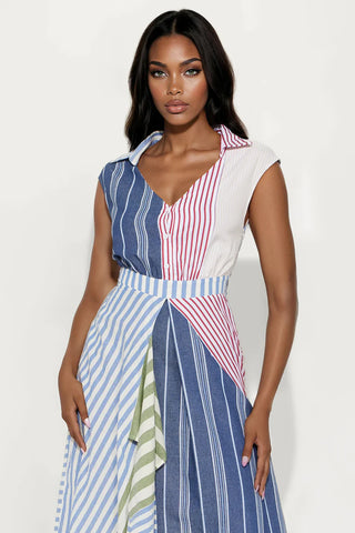Verona Striped Shirt Maxi Dress