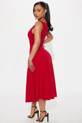 Sweet Sunday Knit Crepe Midi Dress