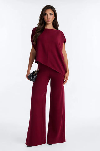 Alina One Shoulder Scuba Pant Set