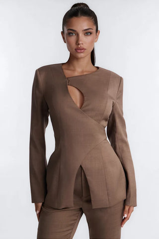 Ember Cutout Belted Wrap Front Blazer