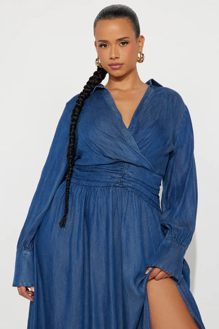 Greta Denim Maxi Dress - Denim