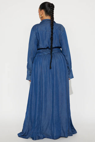 Greta Denim Maxi Dress - Denim
