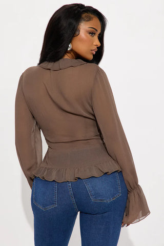 About Me Flyaway Chiffon Ruffle Top