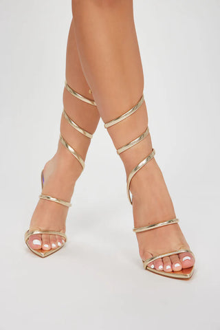 Formally Invited Strappy Heeled Sandals - Gold