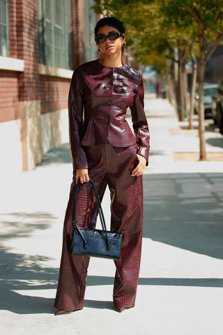 Gianna Fitted Faux Leather Blazer