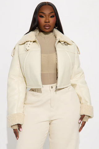 Bad Influence Faux Leather Cropped Jacket