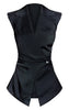Navy Ruched Sleeveless Blazer