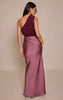 One Shoulder Satin Contrast Maxi Dress
