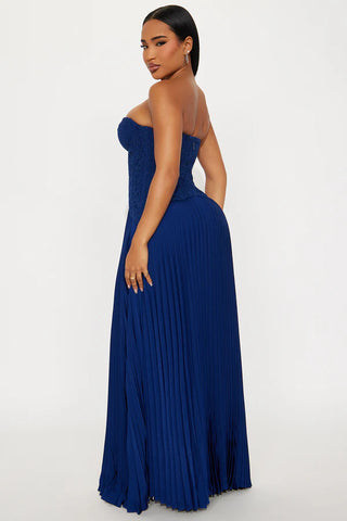 Daniella Lace Corset Pleated Maxi Dress