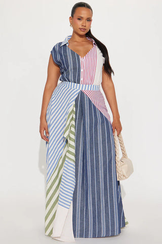 Verona Striped Shirt Maxi Dress