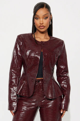 Gianna Fitted Faux Leather Blazer