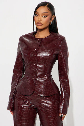 Gianna Fitted Faux Leather Blazer