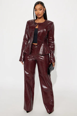 Gianna Fitted Faux Leather Blazer