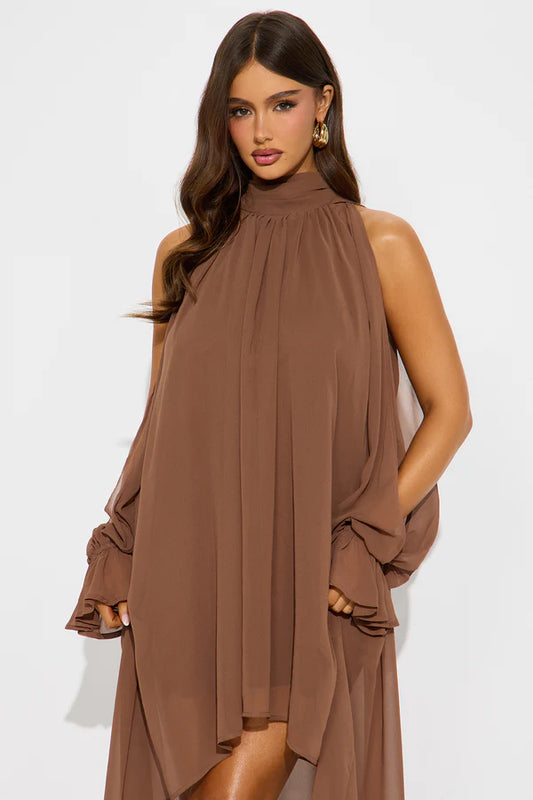 Aryal Long Sleeve Chiffon Maxi Dress