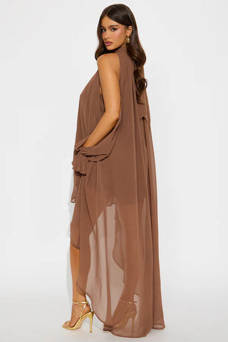Aryal Long Sleeve Chiffon Maxi Dress