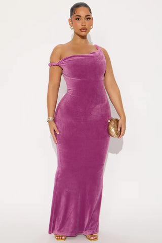 Season Of Slay Velour Gown - Black